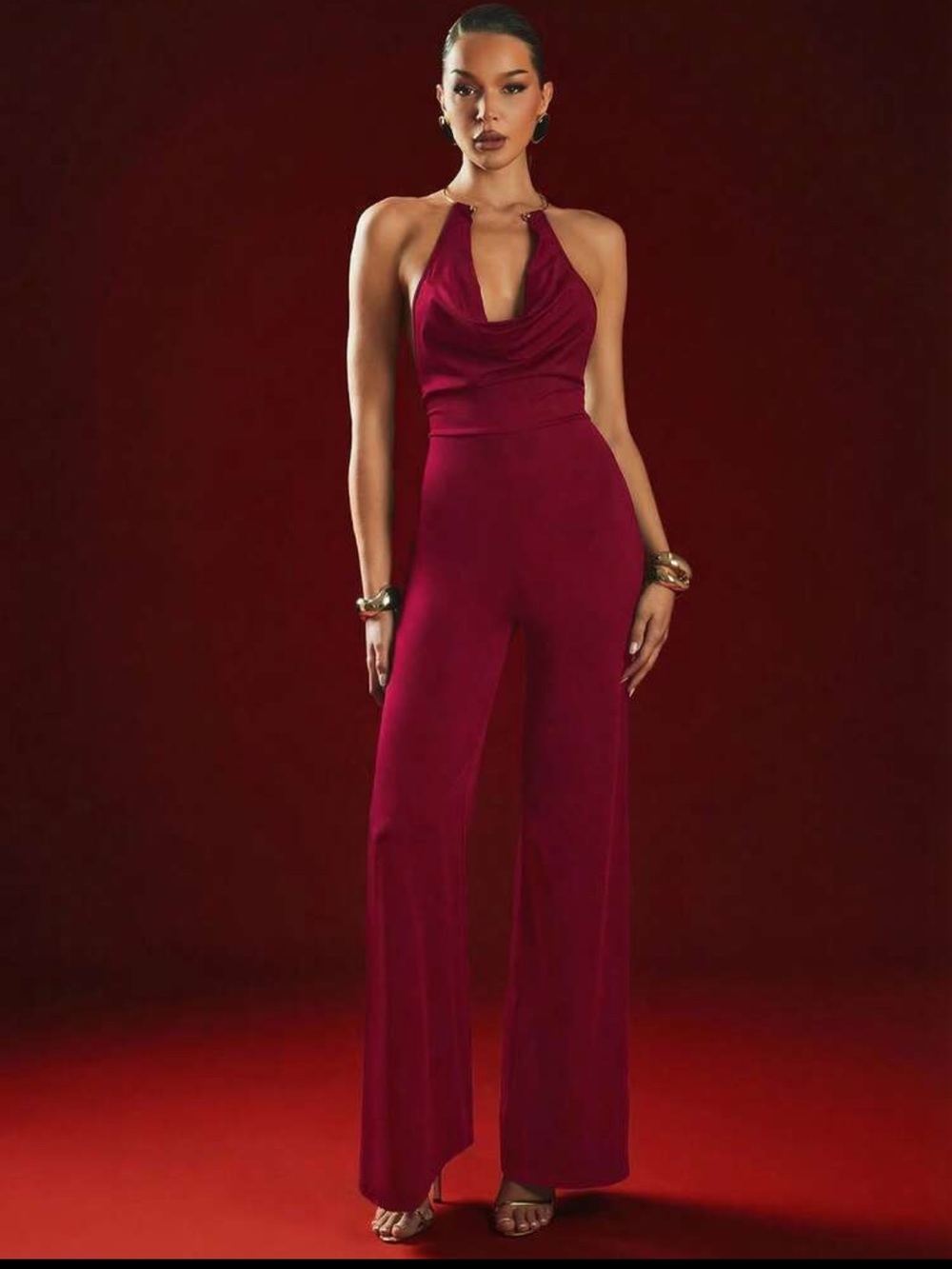 Devious Dare Burgundy Backless Wide Leg Jumpsuit NEW 🏷️
